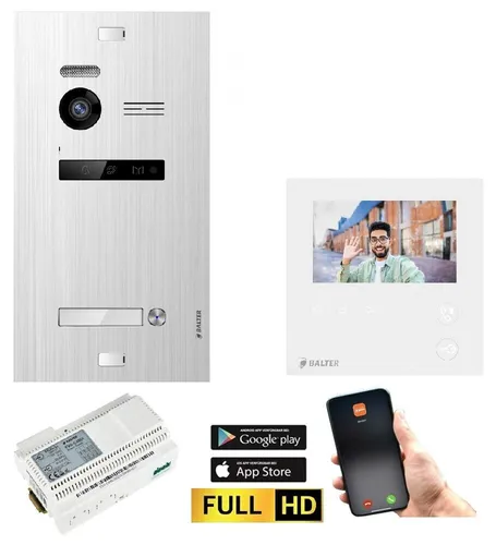 Balter EVO HD Video Türsprechanlage 1 FAM Silber 1x Mini HD Monitor WiFi 2-Draht
