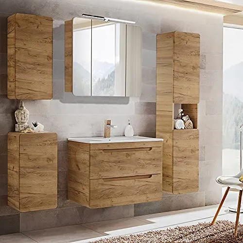 Lomadox Badezimmermöbel Set mit LED-Spiegelschrank von Lomadox