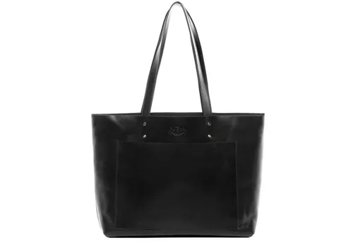 SID & VAIN Umhängetasche echt Leder Henkel groß Plugin Bag-schwarz, Henkeltasche Echtleder für Damen, Schultertasche schwarz