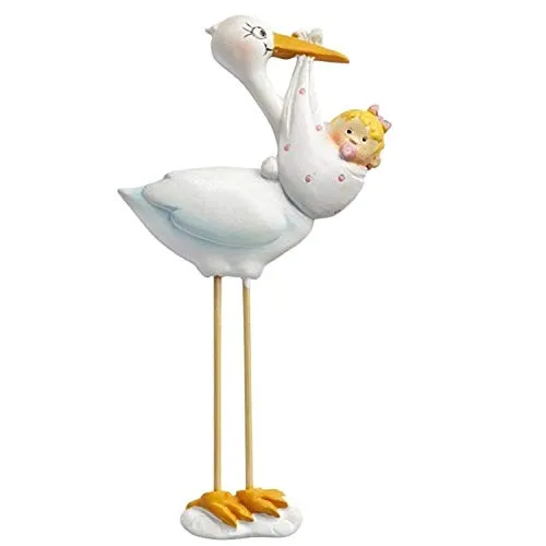 Storch mit Babygirl 10 cm 2D