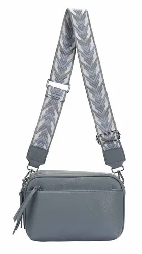 ITALYSHOP24 Schultertasche Damen Umhängetasche Brusttasche Cross Over Body Bag Handy Clutch (Spar-Set Clutch-Tasche mit einem breitem Muster Stoffgurt/Umhängeband, Leder Optik), viele Fächer, Freizeit Damentasche Reise Leder Optik Kosmetiktasche