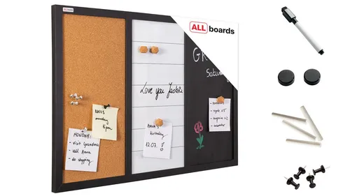 ALLboards 3-in-1 Magnettafel: Whiteboard, Kreide und Kork, 60×40 cm