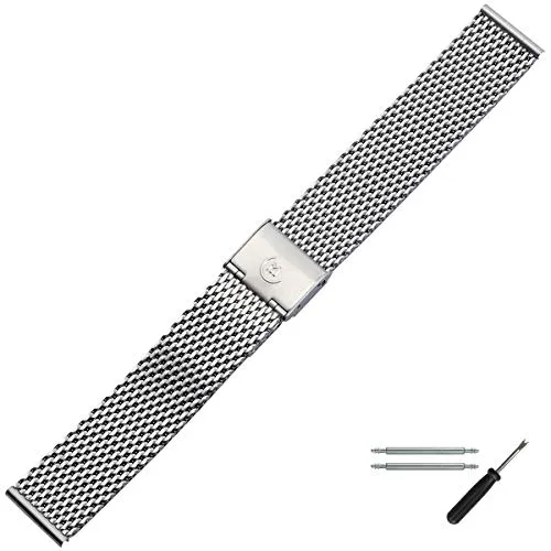 MARBURGER Uhrenarmband 22mm Edelstahl Silber - Hochwertiges Ersatzband für Uhren - Uhrenarmband aus hochwertigem Edelstahl in Silber, passend für Uhren mit 22mm Anstoßbreite. Qualität von Marburger seit 1945, inklusive Montageanleitung und Zufriedenheitsgarantie.