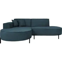 Ecksofa 3-Sitzer im Loft-Stil – Dunkelblau mit hohen Metallfüßen - Modernes Ecksofa im Loft-Stil mit wählbarem Bezug aus Boucle oder Chenille-Cord für besonderen Komfort. Freistehend platzierbar und ideal als Raumteiler, bietet es großzügigen Platz zum Entspannen.