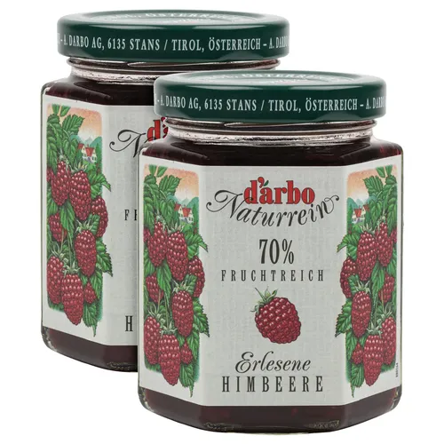 Food-United Himbeere mit Kernen Naturrein DARBO FRUCHTAUFSTRICH 2x 200g Glas