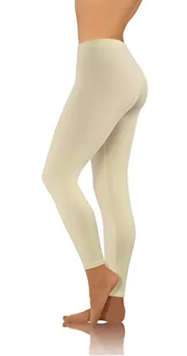 sesto senso Damen Leggings Beige Hautfarbe Lang Baumwolle Mädchen Fitnesshose Sporthose Bunte Yoga 4XL Beige