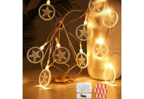 Vivitar Lichterkette Innenbereich dekorative Lichter 4,1 m 15 LED USB wiederaufladbar, Batterie-Acryl-Blumen LED-Lichterketten für innen, außen