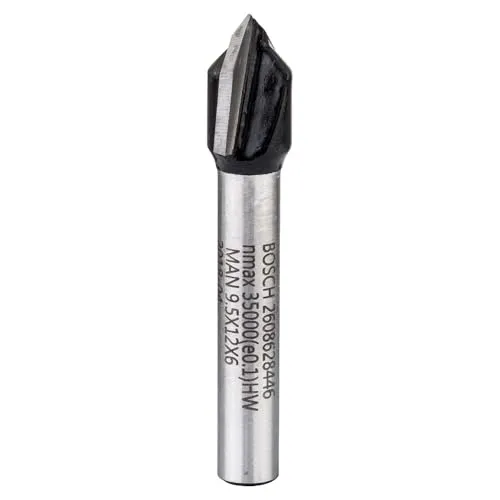 Bosch 1x PRO V-Nutfräser (für Weichholz, Hartholz, Ø 9,5 mm, Professional Zubehör Handfräse, Kantenfräse)