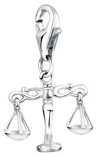 Nenalina Waage Karabiner Charm Anhänger aus 925 Sterling Silber - Clasp Charms für Damen, hochwertiger Charm-Anhänger mit Karabinerhaken, ideal für vielseitige Kombinationen auf Bettelarmbändern und Ketten.