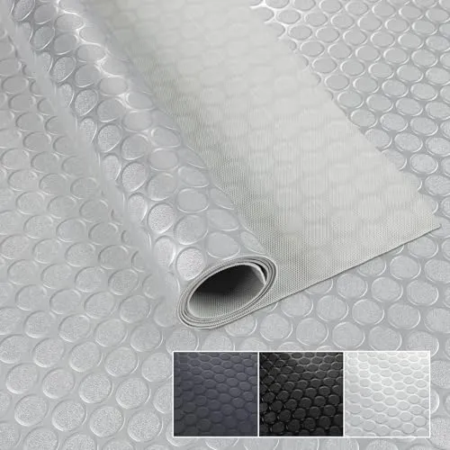 PVC Bodenbelag Meterware 1,5mm Antirutschmatte Bodenmatte geruchslos Noppenmatte Riffelblechmatte Tränenblech Karo Dionis rutschfest Noppen Silber 100x100cm