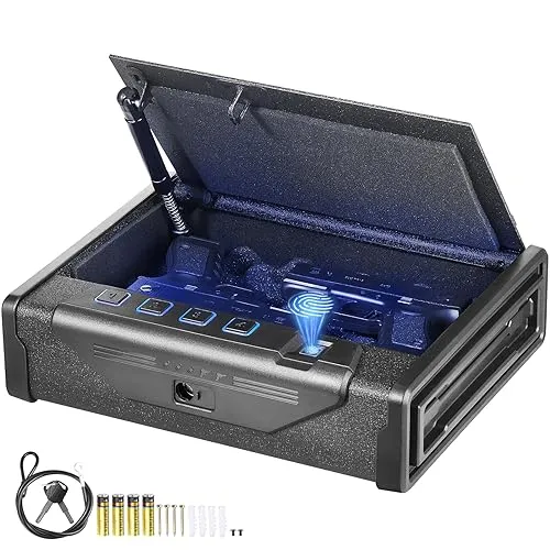 VEVOR Waffentresor Pistolentresor – Tragbar mit Fingerabdruck, Schlüssel oder Passwort