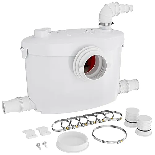 XPOtool 4/1 Kleinhebeanlage 400 W mit Häcksler - Wasserpumpen - Leistungsstarke Hebeanlage mit 4 Einlässen, ideal für WC und Dusche, pumpt bis zu 135 l/min bei 8,5 m Höhe und bietet leisen, wartungsarmen Betrieb.
