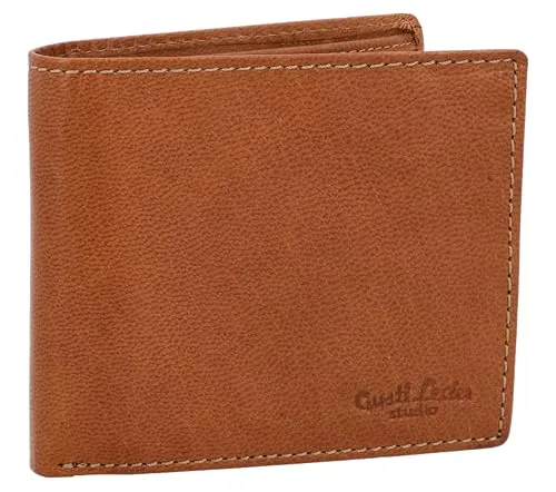 Gusti Geldbörse Leder-Runer Portemonnaie Brieftasche Kartenetui Geldbeutel klein faltbar Herren Braun Leder