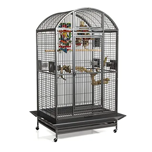 Montana Cages Papageienkäfig Castell Nova Dome - Antik - Vogelkäfige mit Zusatz-Tür für Nistkasten oder Badehaus, ideal für Freiflug und sichere Landung, hergestellt mit ungiftiger AVILON(R)-Pulverbeschichtung.