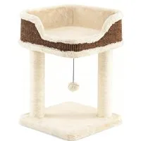 Costway Kratzbaum Klein mit Großem Plüschsitz Ball 38x38x51 cm Beige