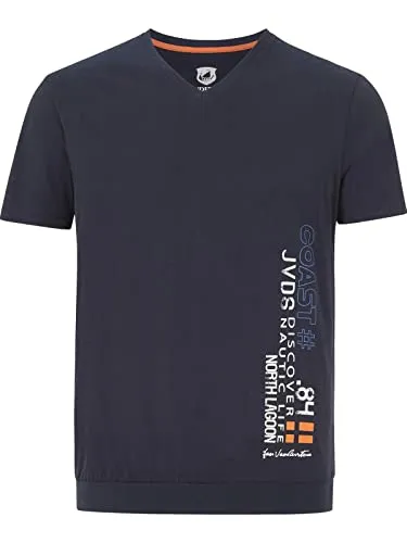 Jan Vanderstorm Herren T-Shirt Gilbrecht dunkelblau, 2XL (XXL) - Activewear-T-Shirt für Herren, bequem geschnitten mit V-Ausschnitt und atmungsaktiver Baumwolle, ideal für sportliche Aktivitäten oder Freizeit.