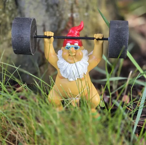 Zwerg nackt Gewichtheber 16cm Gartenfigur Dekofigur Dekoration Haus Hof Garten