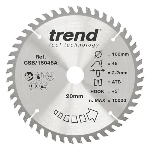 Trend Kreissägeblatt für Holz, 160 mm, 20-mm-Bohrung, 48 Zähne, 2,4 mm