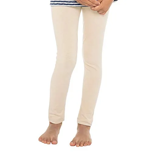 Celodoro Kinder Leggings, stretchige Jersey Hose aus Baumwolle - Beige 146-152