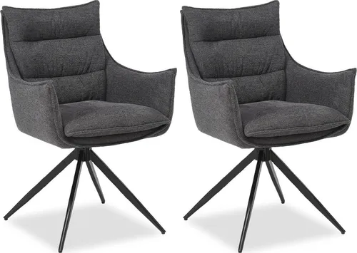 Homestyle4u Polsterstuhl 2er Set Anthrazit