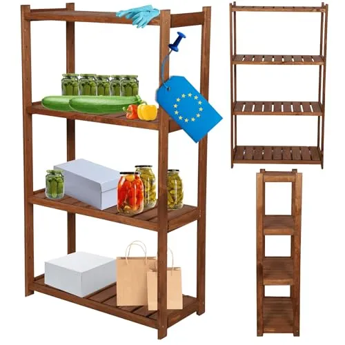 MODO24 Holzregal 124,2x70x33cm – Vielseitiges Standregal aus massivem Kiefernholz - Vielseitiges Allzweckregal mit 4 Fachböden aus robustem Kiefernholz. Ideal für Küche, Keller oder Büro. Flexibel erweiterbar und bietet eine stilvolle Lösung für Ihre Aufbewahrungsbedürfnisse.