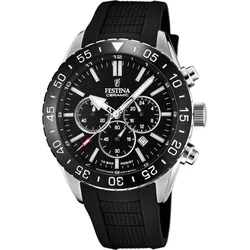 Festina Herren Analog Quarz Uhr F20515/2 mit Silikon Armband - Elegante Chronograph-Herrenuhr mit präzisem Quarzwerk und robustem Saphirglas. Wasserdicht bis 10 bar und ideal für den aktiven Lebensstil.