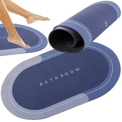 PARENCE – Ultra Absorbent Anti-Rutsch-Badematte – Schnelltrocknung – 58 x 38 cm – Komfort und Sicherheit für Badezimmer und WC, Blau