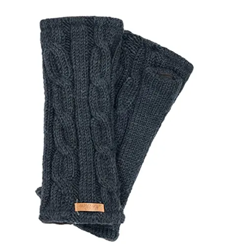 McRon Damen Gestrickte Pulswärmer Emily Granitblau 268