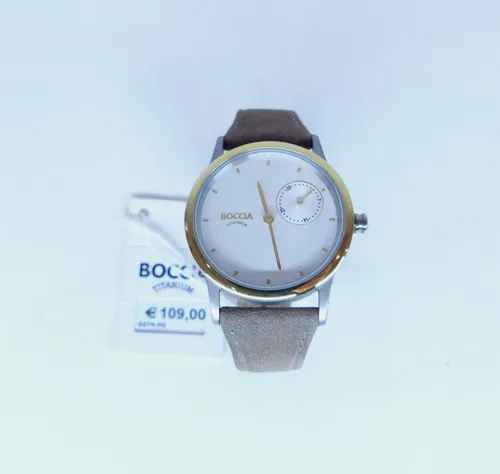 Boccia Damen Uhr 3274-02 - Elegante Armbanduhr aus Titanium - Armbanduhren für Damen, klassischer Stil mit cremefarbenem Zifferblatt und braunem Lederarmband, ideal für jeden Anlass.