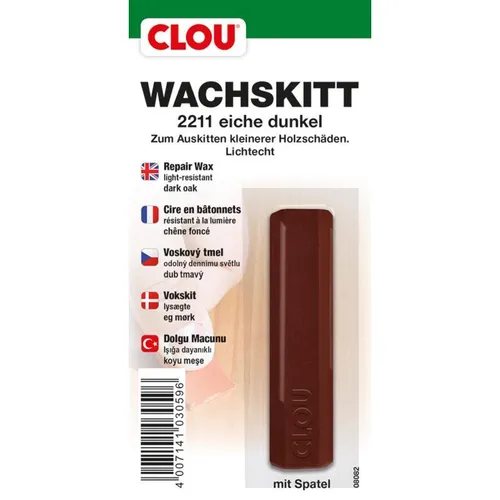 Clou Wachskitt-Stange Eiche dunkel zum Reparieren und Auskitten von Holzschäden