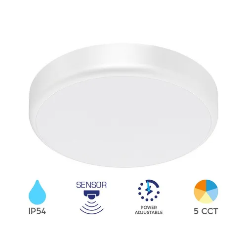 Moderne LED Deckenleuchte 20W mit Bewegungsmelder und 5CCT Farbtemperatur - Flexibel einstellbare LED-Deckenleuchte mit Bewegungsmelder für Innen- und Außenbereiche. Wählen Sie zwischen vier Lichtfarben und sparen Sie Energie durch automatisches Ein- und Ausschalten.