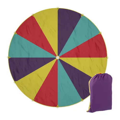 Schwungtuch Outdoor Spielzeug - Regenbogentuch Ø 6m - Schwungtuch für Garten und Spielplatz, fördert Teamarbeit und Bewegung, ideal für Kinder und Gruppenaktivitäten.