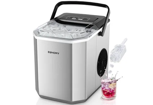 EUHOMY Eiswürfelmaschine 9 Würfel in 6 Minuten, Bullet-Eiswürfelbereiter, 2 Würfelgrößen, 12 kg Eiswürfel pro Tag,für Zuhause/Küche/Büro/Wohnmobil