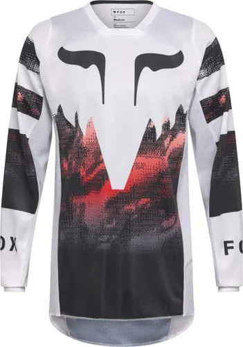 Fox MX Jersey 180 Kairos - Weiß/Flo Rot - Sonstige, hochwertiges MX Jersey für Damen aus 100% Polyester, bietet optimalen Tragekomfort und Stil für sportliche Aktivitäten.