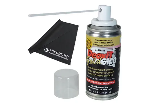 Caig DeoxIT G100PS2 Gold Spray für Metall-Kontakte mit Mikrofasertuch - Praktisches Vorteils-Set mit Pump-Spray und Mikrofasertuch, ideal zur Pflege und Reinigung elektrischer Kontakte. Für optimale Leistung und Langlebigkeit Ihrer Geräte.