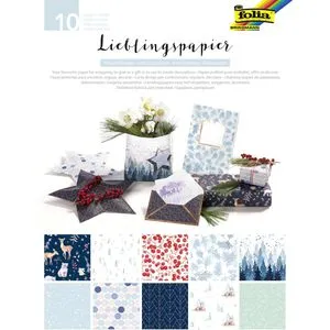 Folia Geschenkpapier Lieblingspapier Winter, verschiedene Motive, sortiert, 10 Bogen a 50x70cm