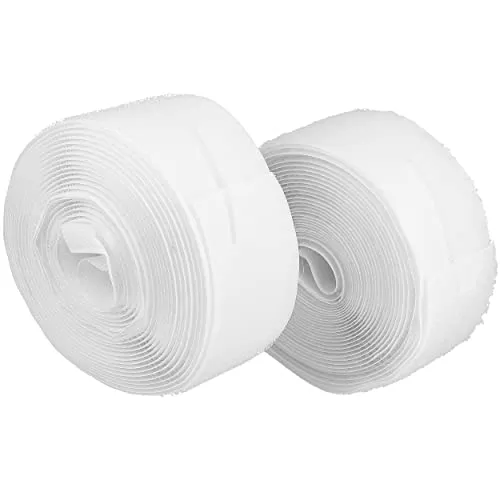 mumbi Klettband zum Nähen, Klett bestehend aus Haken und Flausch zum Aufnähen, Klettverschluss 50mm x 5 Meter, Weiß