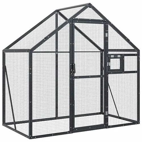 vidaXL Voliere Vogelkäfig aus Aluminium - Vogelkäfig mit stabilem Aluminiumrahmen für Langlebigkeit und Sicherheit. Bietet viel Platz zum Fliegen und Spielen, ideal auch für andere Kleintiere.