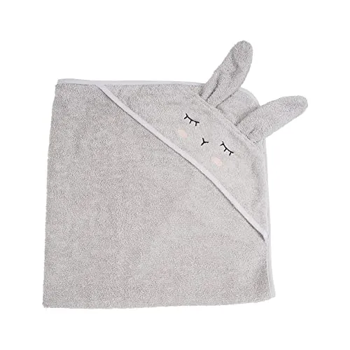 kikadu Kapuzen-Handtuch Hase Silbergrau in silber von kikadu