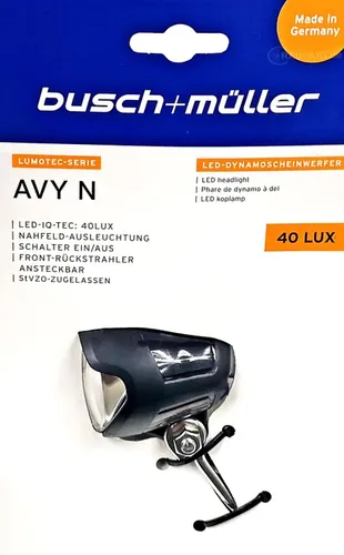 b&m Frontlicht Avy 40 Lux, schwarz - Fahrradbeleuchtung mit 40 Lux Helligkeit, ideal für sicheres Fahren bei Dunkelheit und schlechtem Wetter. Robustes LED-Design in Schwarz.