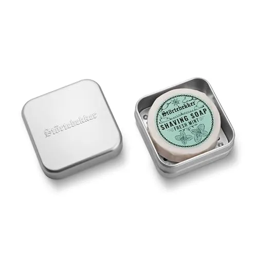 Störtebekker® Premium Rasierseife & Seifendosen Set - Seifendose Aluminium Set inkl. Rasierseife in verschiedenen Varianten - Vegane Rasierseife Handgefertigt in Seifenmanufaktur (Fresh Mint)