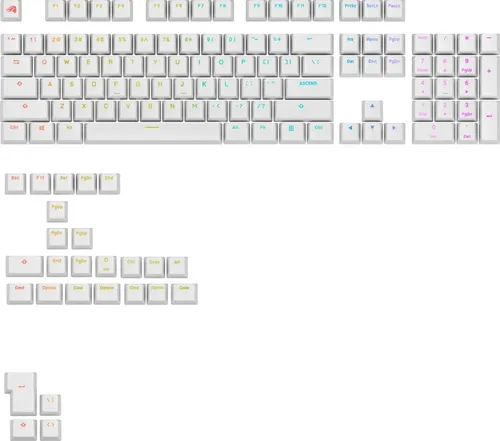 Glorious GPBT Backlit Keycaps - Hochwertige PBT-Tastenkappen für ANSI Layout - Tastaturen: Komplettset aus 133 abriebfesten PBT-Tastenkappen in Weiß, ideal für Mac und Windows, langlebig und nicht lichtdurchlässig.