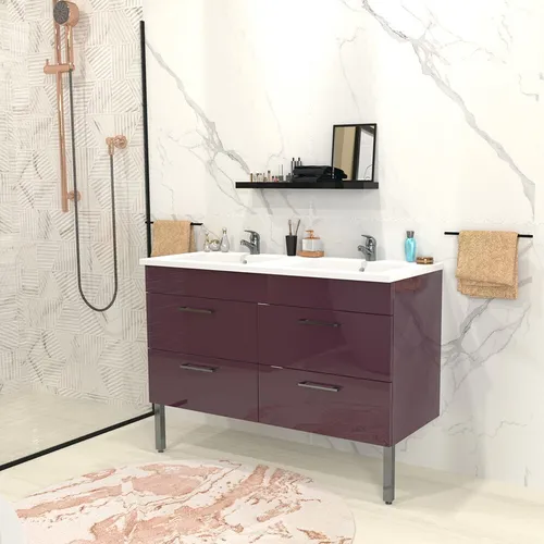 Set aus Unterschrank + Waschbecken aus Kunstharz MILANO