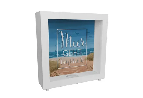 speecheese Spardose Meer geht immer Rahmen Spardose aus Holz mit Urlaubsmotiv