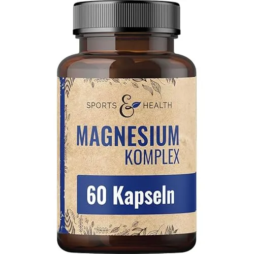 Magnesium Komplex Hochdosiert – 60 Magnesium Komplex Kapseln – 7 Magnesiumverbindungen – Magnesiumchlorid, Magnesiumcitrat, Magnesium-Komplex – Optimal Bioverfügbar – Ohne Zusätze