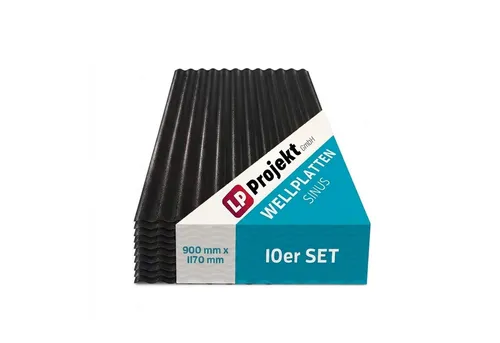 LP Projekt Wellplatte 90x117cm 10 Stk | Schwarz | UV-beständige & stabile Kunststoff Wellplatte - Vielseitige Kunststoff-Dachplatten für Carports, Terrassen und Gewächshäuser. Wetterfest und langlebig, ideal für DIY-Projekte. Leichte Montage dank geringer Gewicht. Robuste Qualität mit UV-Schutz für lichtdurchlässige Überdachungen.