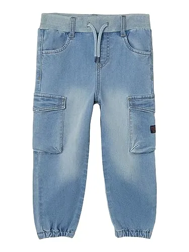 Name It NMMBEN BAGGY R CARGO JEANS 9770-YT - Bequeme Baggy Fit Jeans für Kinder mit elastischen Säumen und verstellbarem Bund. Ideal für Bewegungsfreiheit und coole Styles im Alltag.