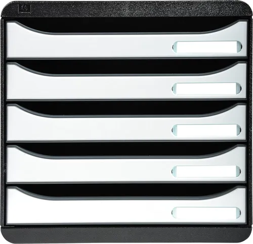 Exacompta 3097213D Premium Ablagebox mit 5 Schubladen - Bürobedarf: Stapelbare Ablagebox für DIN A4+ Dokumente mit einzigartigem Stopp-Mechanismus für leichtes Öffnen und Schließen der Schubladen.