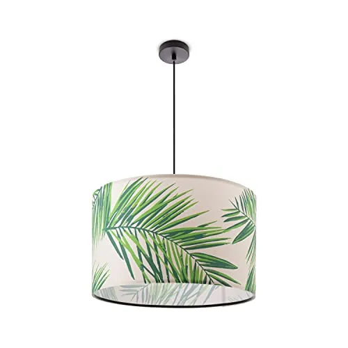 Paco Home Hängeleuchte für Wohnzimmer und Esstisch - Moderne Pendelleuchte im Urban-Jungle-Design mit hochwertigem Stoffschirm, ideal für stilvolle Wohnräume. E27 Fassung für flexible Beleuchtung.