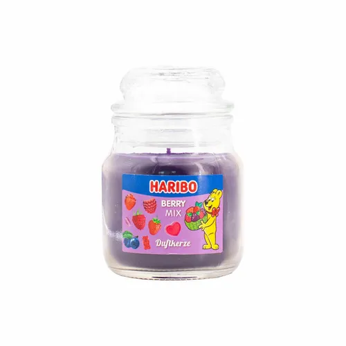 Haribo Duftkerze Berry Mix Mini, Kerze im Glas, Beeren Duft, 85 g